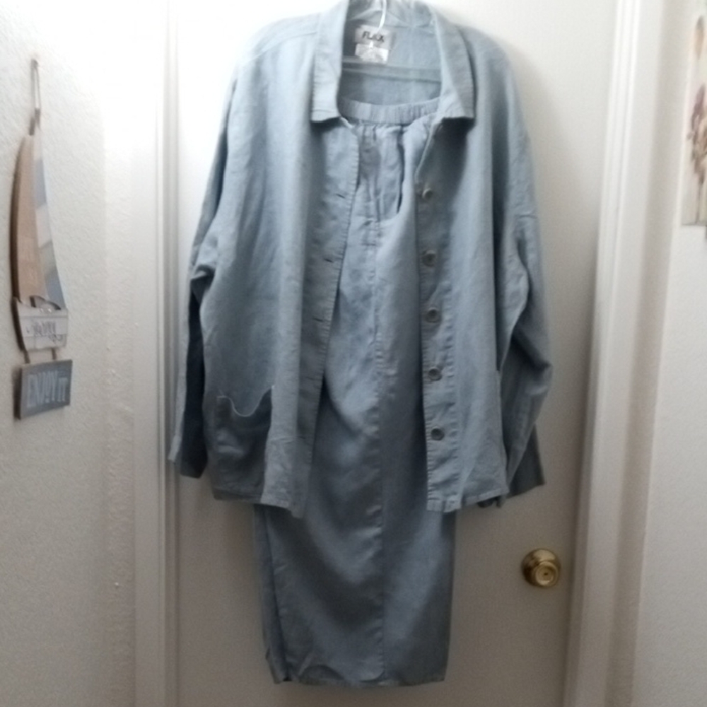 Flax Women's Light Blue Jacket & Coat Set